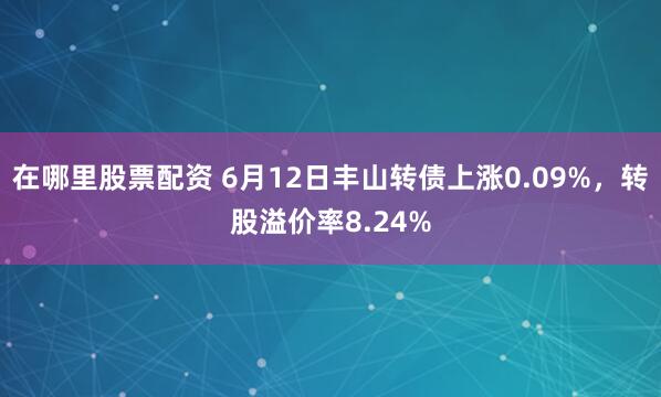 在哪里股票配资 6月12日丰山转债上涨0.09%，转股溢价率8.24%