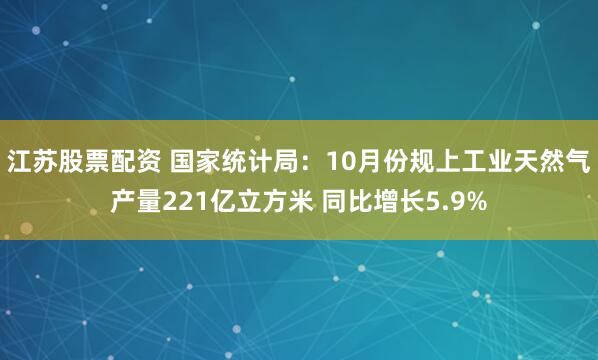 江苏股票配资 国家统计局：10月份规上工业天然气产量221亿立方米 同比增长5.9%